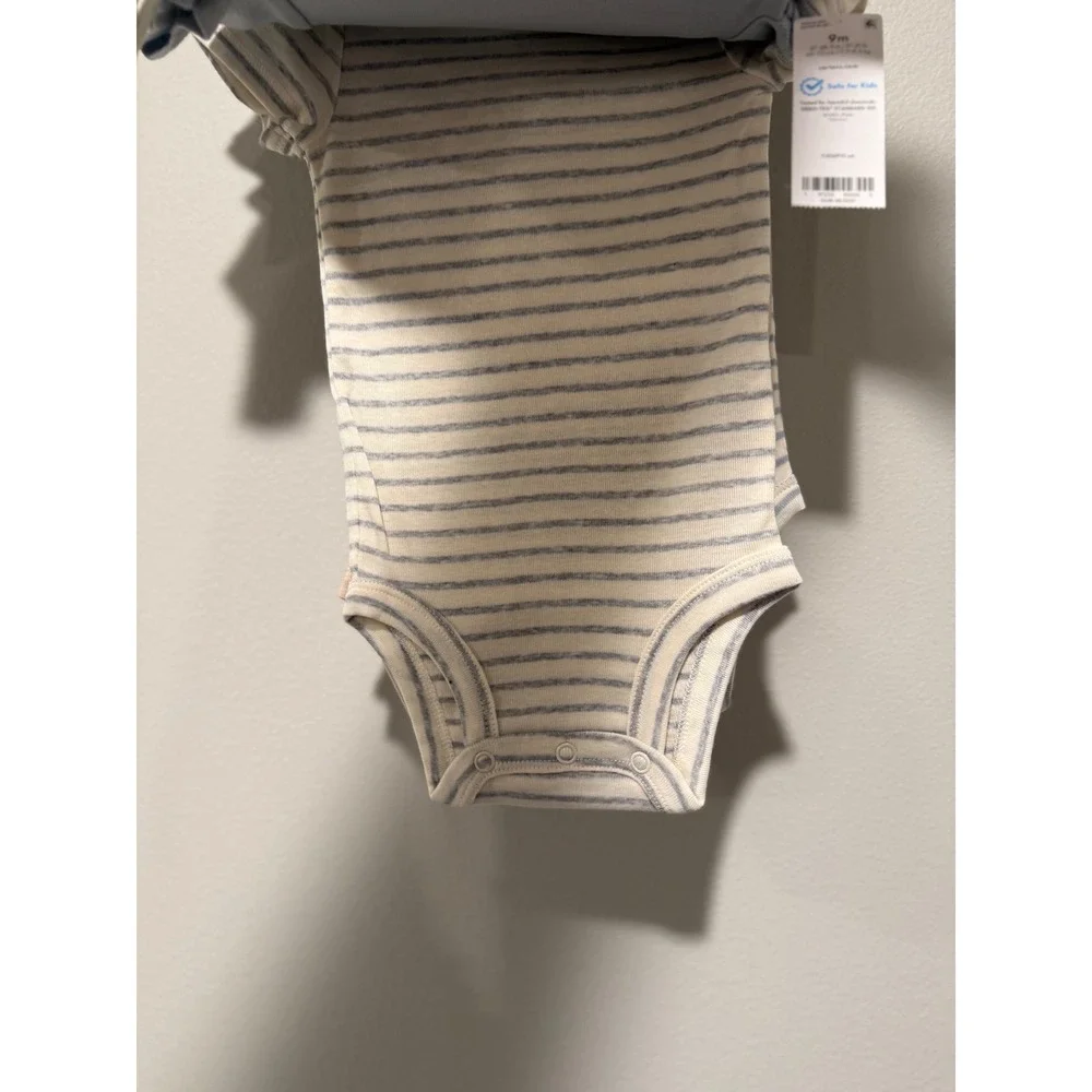 Carters Baby Boys 5 Pack Short Sleeve Bodysuits 9M Blue Tan Elephant Hippo